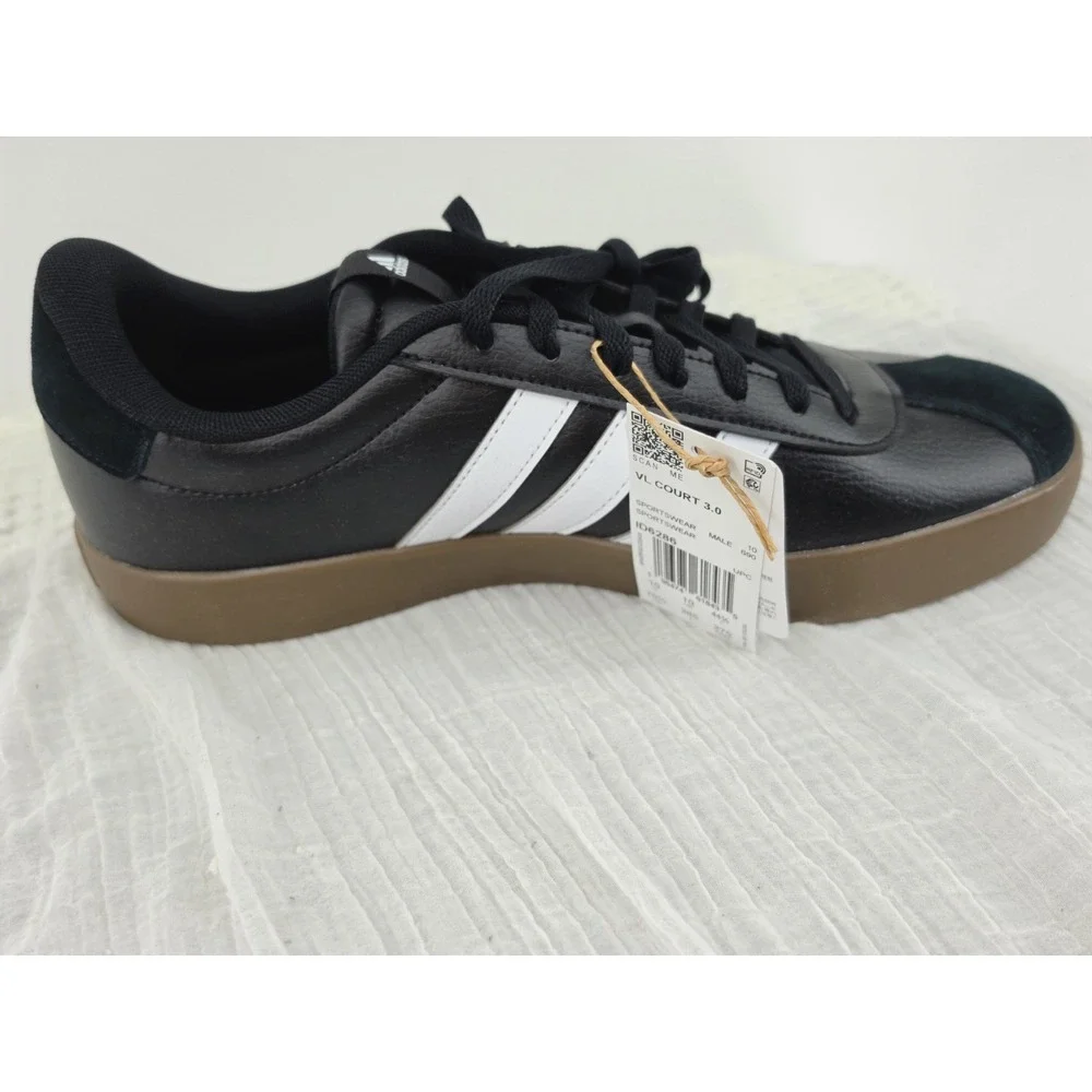 NEW Adidas VL Court 3.0 Black White Gum Skate Shoes ID6286 Men's Size 10.5